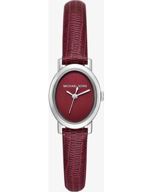 Michael Kors Mk Petite Maude-Tone And Lizard Embossed Leather Watch - Red