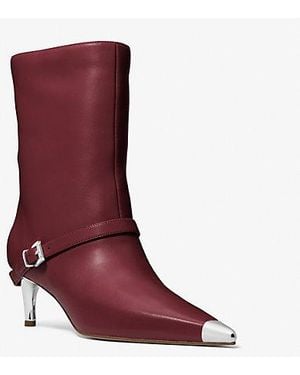 Michael Kors Kasia Leather Buckle Boot - Red