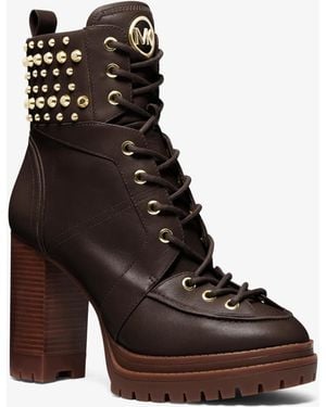 Michael Kors Yvonne Studded Leather Boot - Brown