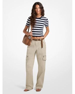 Michael Kors Stretch Cotton Utility Cargo Pants - Natural