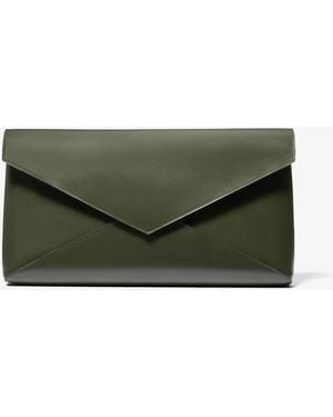 Michael Kors Jeanne Medium Leather Envelope Clutch - Green