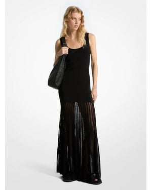 Michael Kors Mk Stretch Viscose Blend Sheer Maxi Dress - Black