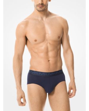 Michael Kors Outlet Mkpack De Tres Slips De Algodón Elástico - Azul