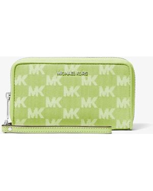 Michael Kors Jet Set Travel Large Logo Jacquard Denim Smartphone Wristlet - Green