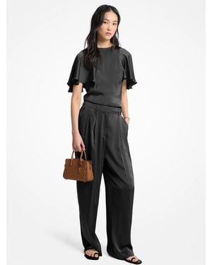 MICHAEL Michael Kors Mk Satin Cape Sleeve Blouse - Black