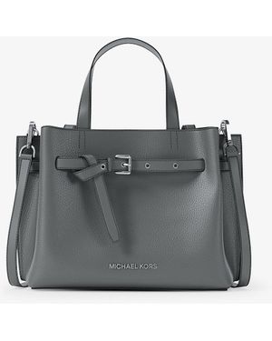 MICHAEL Michael Kors Mk Emilia Small Pebbled Leather Satchel - Grey