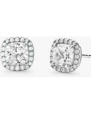 Michael Kors Precious Metal-Plated Sterling Pavé Stud Earrings - White