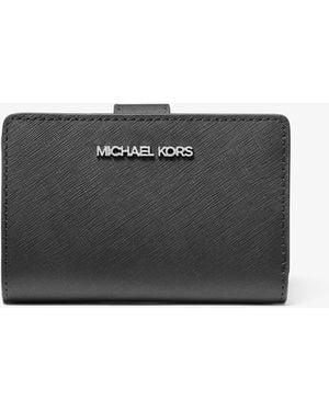 Michael Kors Outlet Mk Medium Saffiano Leather Wallet - Grey