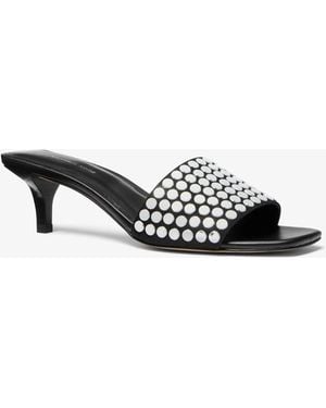 MICHAEL Michael Kors Mk Merriam Studded Kitten Heel Sandal - White