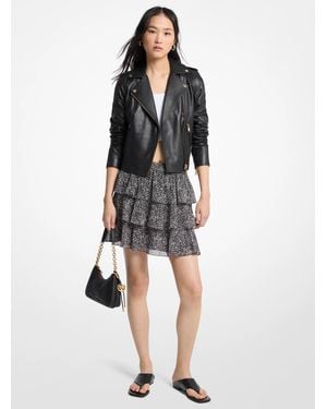MICHAEL Michael Kors Mk Printed Georgette Tiered Skirt - Black