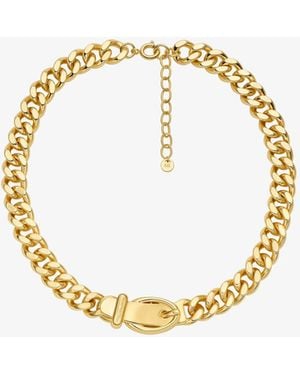Michael Kors Buckle Chain-Link Necklace - Metallic