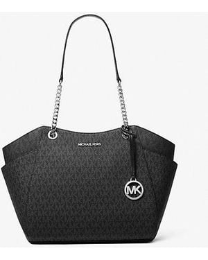 Michael Kors Jet Set Large Signature Logo Shoulder Bag - Black