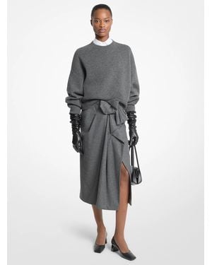 Michael Kors Michael Kors Wool Flannel Origami Slit Skirt - Gray
