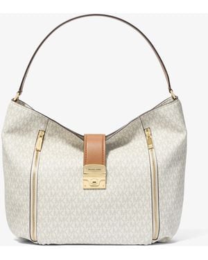 MICHAEL Michael Kors Mk Addie Large Signature Logo Shoulder Bag - White