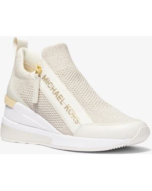 Michael Kors Willis Metallic Stretch Knit Sneaker - White