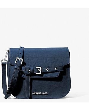 Michael Kors Outlet Emilia Small Saddle Flap Crossbody - Blue