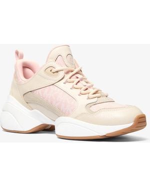 Michael Kors Bowie Signature Logo And Leather Sneaker - White