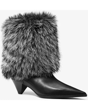 MICHAEL Michael Kors Michael Kors Jayla Faux Fur And Leather Boot - White