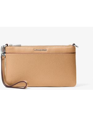 MICHAEL Michael Kors Mk Jet Set Medium Pebbled Leather Convertible Wristlet - Natural