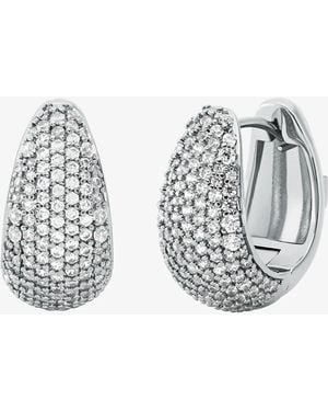 Michael Kors Precious Metal-Plated Brass Pavé Teardrop Huggie Earrings - Metallic