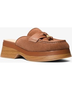 Michael Kors Outlet Mk Zoe Suede Mule - Brown