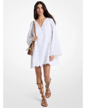 MICHAEL Michael Kors Mk Floral Embroidered Cotton Voile Dress - White