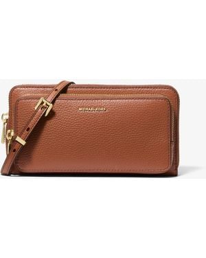 MICHAEL Michael Kors Mk Jet Set Large Pebbled Leather Convertible Crossbody Bag - Brown