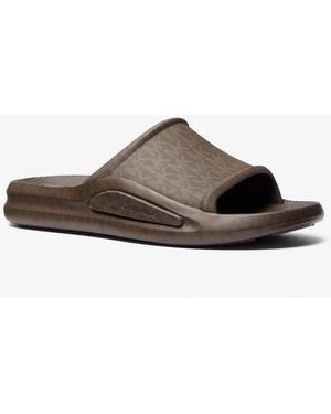 Michael Kors Mk Griffin Signature Logo Slide Sandal - Brown