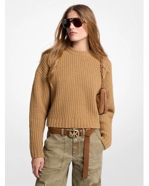 MICHAEL Michael Kors Mk Ribbed Wool Blend Bouclé Jumper - Natural