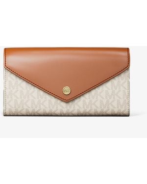 Michael Kors Outlet Mk Jet Set Travel Large Signature Envelope Wallet - White