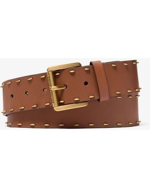 Michael Kors Studded Leather Belt - White