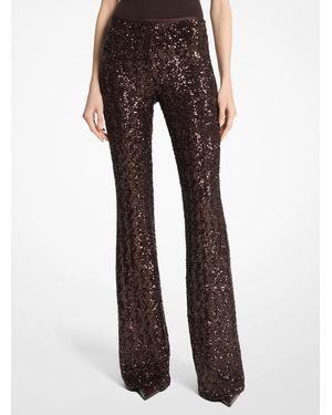 Michael Kors Michael Kors Sequined Stretch Flared Pants - Brown