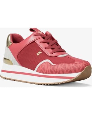 MICHAEL Michael Kors Mk Raina Color-Block Mesh And Signature Logo Trainer - Pink