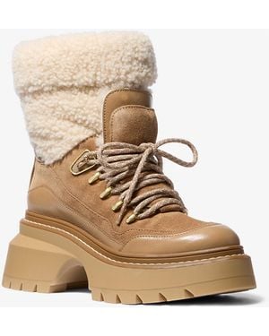 Michael Kors Mk Shiloh Mixed-Media Boot - Natural