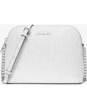 Michael Kors Outlet Mk Cindy Signature Logo Dome Crossbody Bag - White