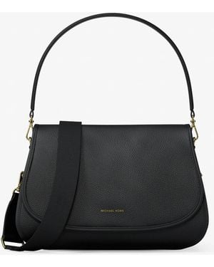 Michael Kors Holmes Medium Pebbled Leather Convertible Messenger Bag - Black