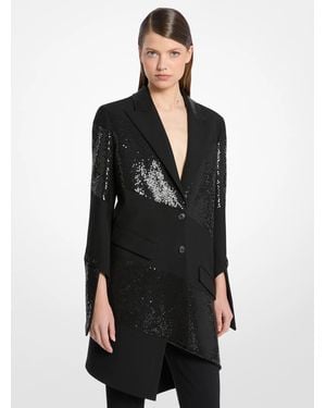 Michael Kors Michael Kors Hand-Embroidered Sequin Wool Broadcloth Blazer - Black