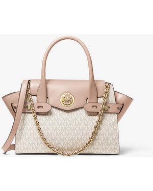 Michael Kors Bolso satchel Carmen pequeño de piel con logotipo y tiras decorativas - Rosa