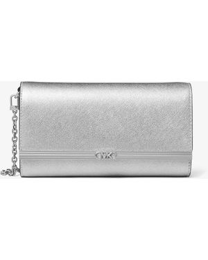 MICHAEL Michael Kors Bolso de mano Mona grande de piel saffiano metalizada - Gris