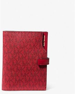 Michael Kors Jet Set Signature Logo Passport Wallet - Red