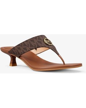 Michael Kors Anneka Signature Logo Thong Sandal - Brown