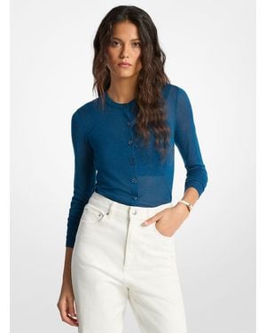 MICHAEL Michael Kors Mk Tencel Blend Cropped Cardigan And Bra Top - Blue