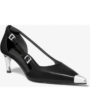 MICHAEL Michael Kors Kasia Leather Kitten Pump - White