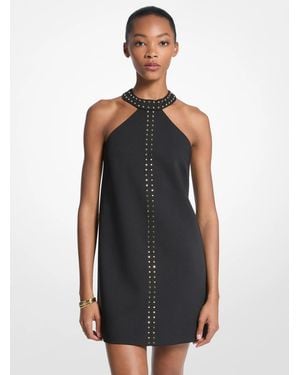 Michael Kors Studded Stretch Crepe Halter Mini Dress - Black