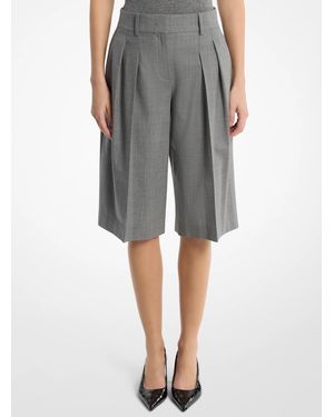 Michael Kors Pleated Wool Blend Trouser Shorts - Gray