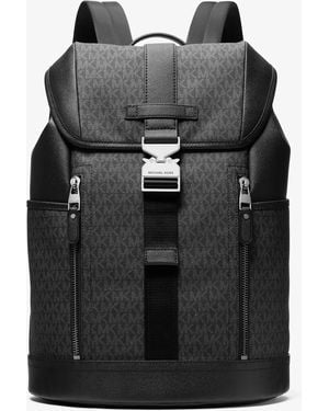 Michael Kors Mk Hudson Signature Logo Aviator Backpack - Black