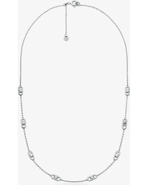 Michael Kors Mk Astor Link Small Precious Metal-Plated Sterling Necklace - White
