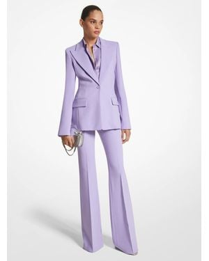 Michael Kors Haylee Stretch Virgin Wool Blend Flare Leg Trousers - Purple