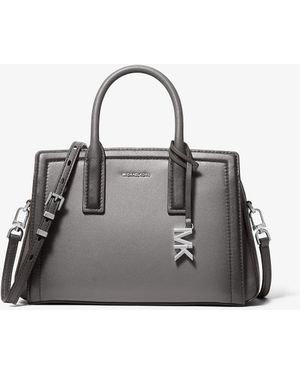 MICHAEL Michael Kors Laila Small Burnished Leather Satchel - Grey