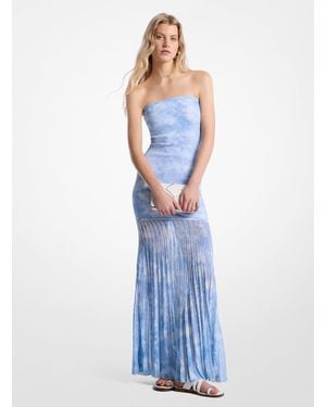 MICHAEL Michael Kors Mkvestido Transparente De Punto Elástico Sin Tirantes Con Estampado Tie-Dye - Azul